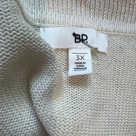NWOT BP Pointelle‎ Cotton Polo Sweater in Ivory Dove (3X) - Picture 7 of 8